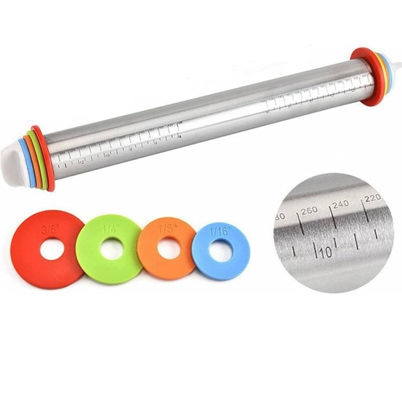 STAINLESS STEEL ADJUSTABLE ROLLING PIN 17”L
#10292410 - Picture 16 of 16